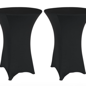 24" Cocktail Table with Black Cover, 2 Pack Folding Round Bar Table Pub Table with Flip-Up Top for Events, 30"/45" Two Heights